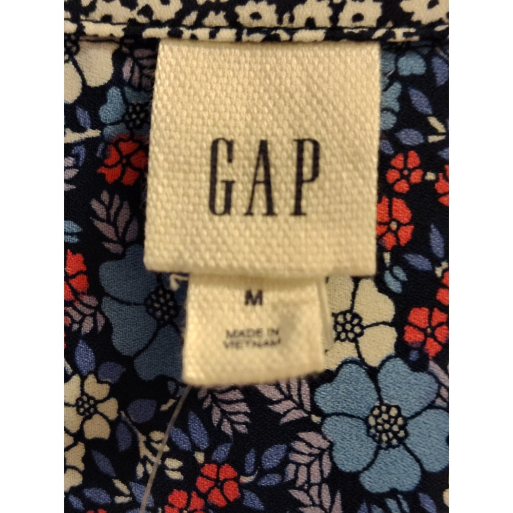 Women Gap M Dress Blue Floral Smocked Waist L Sleeve Pleated Hem NWT Spring 2017 - Picture 4 of 7